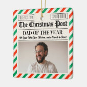 Custom Christmas Dad Gift, Fun Dad Newspaper  セラミックオーナメント (左)