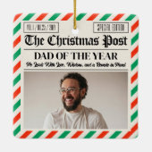 Custom Christmas Dad Gift, Fun Dad Newspaper  セラミックオーナメント (裏面)