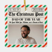 Custom Christmas Dad Gift, Fun Dad Newspaper  セラミックオーナメント (正面)