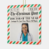 Custom Christmas Doctor Gift, Fun Newspaper Doctor セラミックオーナメント (左)