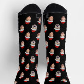 Custom Christmas Face Socks, Santa Hat 4 Faces ソックス (上部)