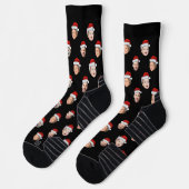 Custom Christmas Face Socks, Santa Hat 4 Faces ソックス (左)