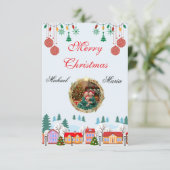 Custom Christmas Family Photo Card – Editable 出欠カード (スタンド正面)