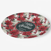 Custom Christmas Flowers Red Green Paper Plates  ペーパープレート (アングル)