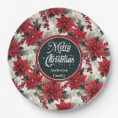 Custom Christmas Flowers Red Green Paper Plates  ペーパープレート (正面)