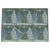 Custom Christmas Gift Bag Winter Forest Scene ラージペーパーバッグ (正面)