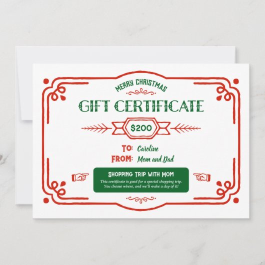 Custom Christmas Gift Certificate シーズンカード (正面)