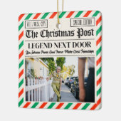 Custom Christmas Gift for Neighbour Fun Newspaper セラミックオーナメント (左)