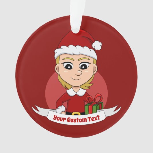 Custom christmas girl cartoon ornament オーナメント (正面)