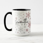 Custom Christmas Glitter Snowflake Mug for Women マグカップ (左)