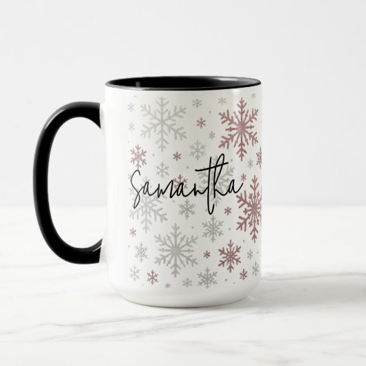 Custom Christmas Glitter Snowflake Mug for Women マグカップ (左)