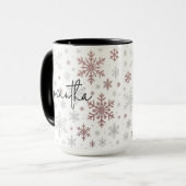 Custom Christmas Glitter Snowflake Mug for Women マグカップ (正面左)