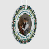 Custom Christmas Green Brown Family Photo Gift オーナメント (正面)