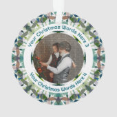 Custom Christmas Green Brown Family Photo Gift オーナメント (裏面)