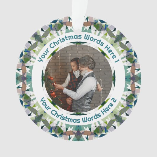 Custom Christmas Green Brown Family Photo Gift オーナメント (正面)