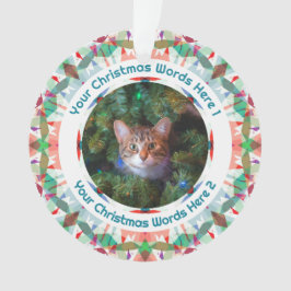 Custom Christmas Green Pink Family Photo Gift オーナメント