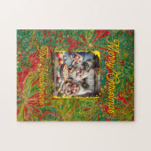 Custom Christmas Green Red Gold abstract marbled ジグソーパズル (横)