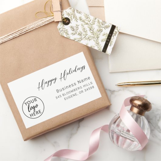 Custom Christmas Holiday Business Logo Return 長方形シール (ギフト)