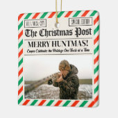 Custom Christmas Hunter Gift Newspaper Outdoorsman セラミックオーナメント (左)