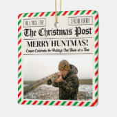 Custom Christmas Hunter Gift Newspaper Outdoorsman セラミックオーナメント (左)