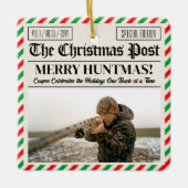 Custom Christmas Hunter Gift Newspaper Outdoorsman セラミックオーナメント (正面)