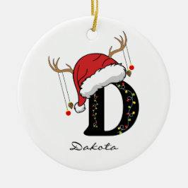 Custom Christmas Monogram Ornament for Friends セラミックオーナメント
