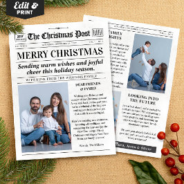 Custom Christmas Newspaper Card, Christmas Photo シーズンカード