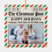 Custom Christmas Newspaper Decor, Family Photo セラミックオーナメント (裏面)