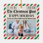 Custom Christmas Newspaper Decor, Family Photo セラミックオーナメント (裏面)