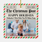 Custom Christmas Newspaper Decor, Family Photo セラミックオーナメント (裏面)