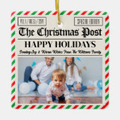 Custom Christmas Newspaper Decor, Family Photo セラミックオーナメント (正面)