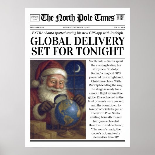 Custom Christmas Newspaper Decor, Funny Christmas ポスター (正面)