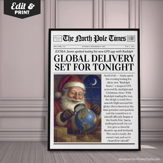 Custom Christmas Newspaper Decor, Funny Christmas ポスター