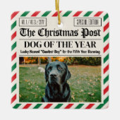 Custom Christmas Newspaper Decor, Gift for Dog  セラミックオーナメント (正面)