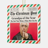 Custom Christmas Newspaper for Grandpa or Grandma セラミックオーナメント (左)