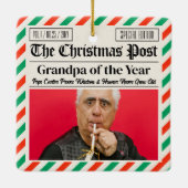 Custom Christmas Newspaper for Grandpa or Grandma セラミックオーナメント (裏面)