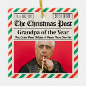 Custom Christmas Newspaper for Grandpa or Grandma セラミックオーナメント (正面)
