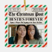 Custom Christmas Newspaper Friend Gift for Besties セラミックオーナメント (正面)