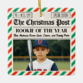 Custom Christmas Newspaper Rookie of the Year セラミックオーナメント (正面)