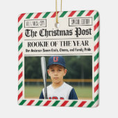 Custom Christmas Newspaper Rookie of the Year セラミックオーナメント (左)