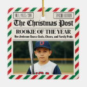 Custom Christmas Newspaper Rookie of the Year セラミックオーナメント (裏面)