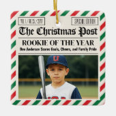 Custom Christmas Newspaper Rookie of the Year セラミックオーナメント (正面)