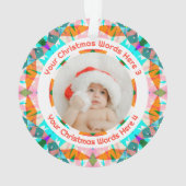 Custom Christmas Orange Teal Family Photo Gift オーナメント (裏面)
