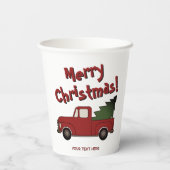 Custom Christmas party cup with red truck and tree 紙コップ (裏面)