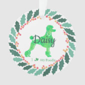 Custom Christmas  Pastel Green Poodle Ornament オーナメント (正面)