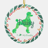 Custom Christmas  Pastel Green Poodle Ornament セラミックオーナメント (正面)