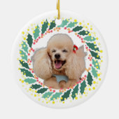 Custom Christmas  Pastel Green Poodle Ornament セラミックオーナメント (裏面)
