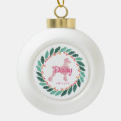 Custom Christmas  Pastel Pink Poodle Ornament セラミックボールオーナメント (正面)