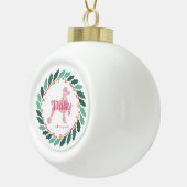 Custom Christmas  Pastel Pink Poodle Ornament セラミックボールオーナメント (右)