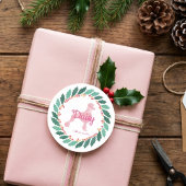 Custom Christmas Pastel Pink Poodle Sticker ラウンドシール